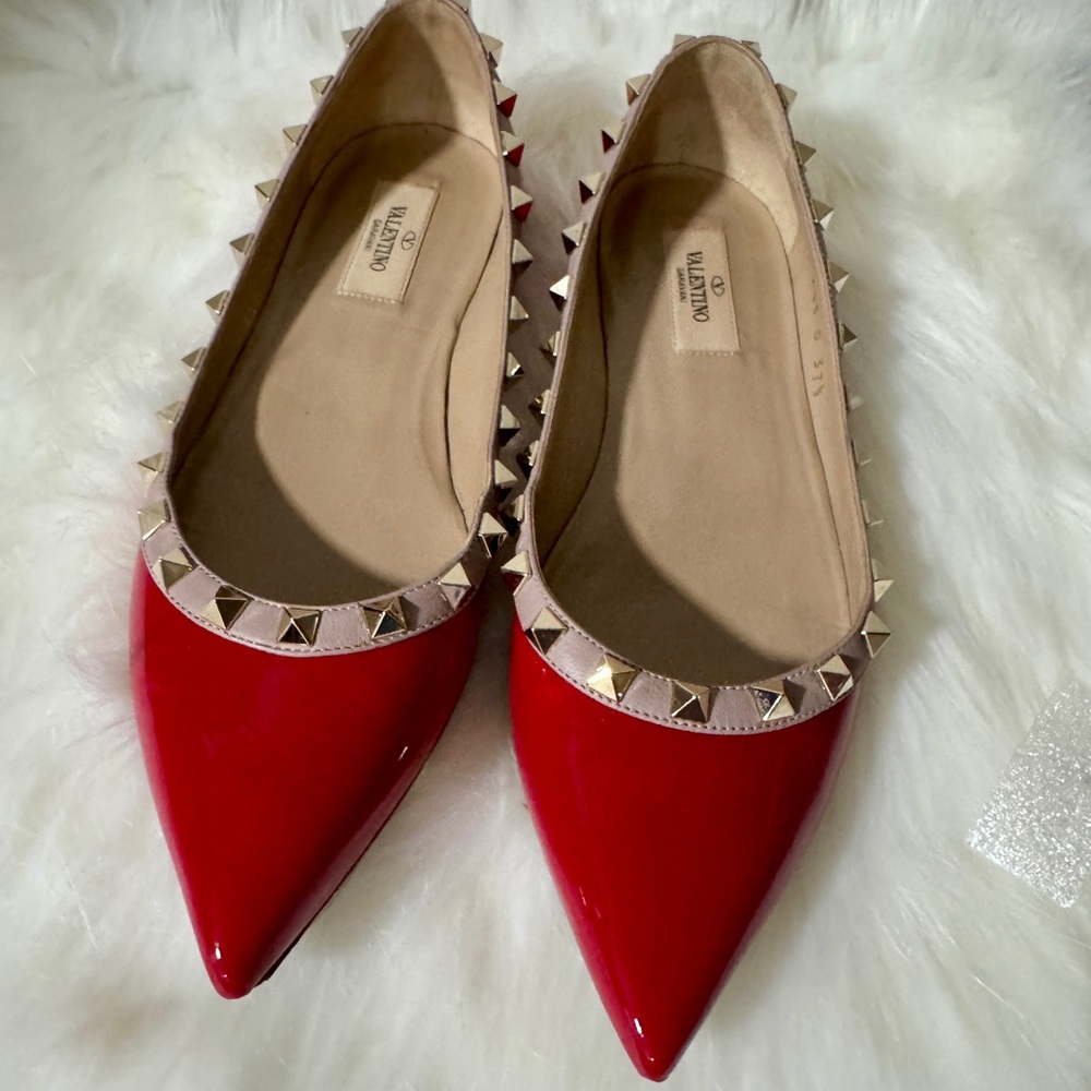 Valentino Red Studded Flats
